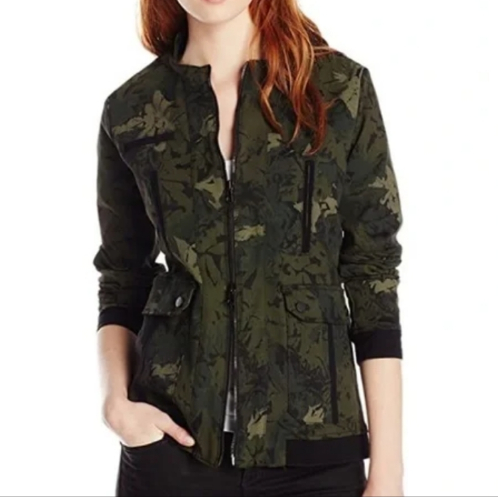 Joes Jeans Frenchie Military Jacket Dark Green Camouflage Military Jacket XS